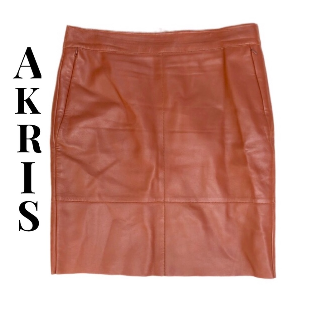 Akris Nappa Lamb Leather Tan Skirt